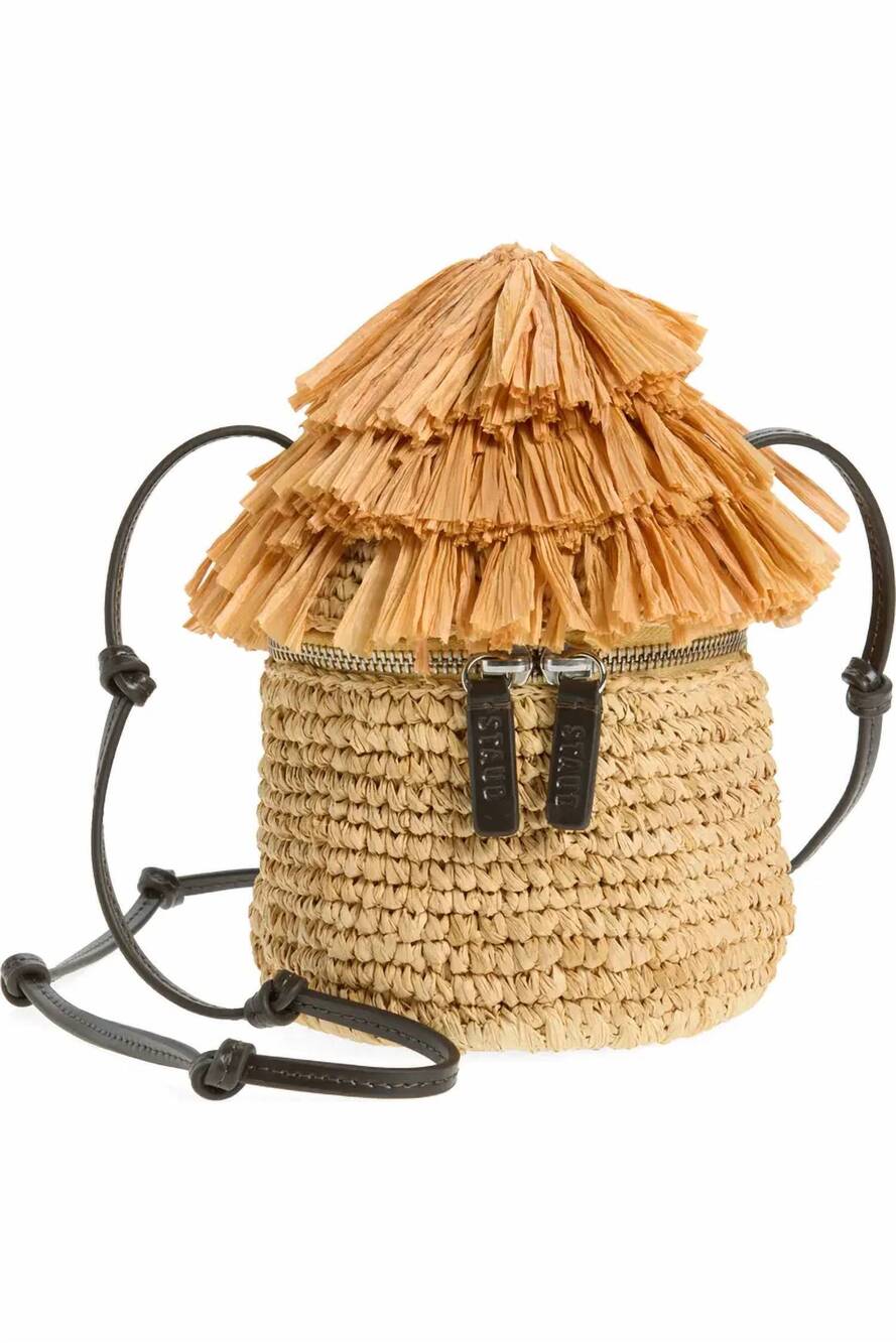 NEW STAUD women's tiki raffia bag in natural